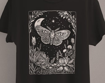 Dark Cottagecore Moth T-Shirt | Insect Bug Shirt | Entomology | Gothic Witch Clothing | Grunge Clothes | Pastel Goth Aesthetic