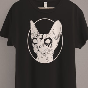 Death Metal Sphynx Cat T-Shirt | Satanic Clothing | Black Metal | Witchy | Goth Shirt | Gothic Clothing | Aesthetic Clothing