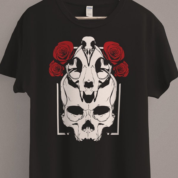 Skulls T-Shirt | Goth Gothic Clothing | E-Girl Witch Aesthetic | Edgy Grunge Fashion | Occult Apparel