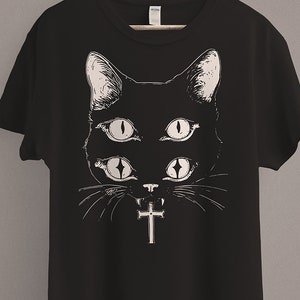 Crust Punk Cat T-Shirt | Satanic Occult Clothing | Black Metal | Weirdcore | Goth Shirt | Gothic Clothing | Aesthetic Clothing