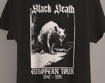 Camiseta de la Muerte Negra / Camisa de Rata Medieval / Ropa Grunge Gótica / Estética Gótica de Terror / Camisa de Historia / Academia Oscura