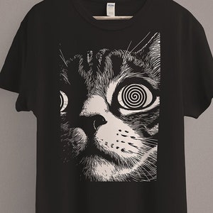 Psychedelic Cat T-Shirt Trippy Shirt Gothic Alt Clothing Dark Aesthetic Fashion Crust Punk Grunge image 1