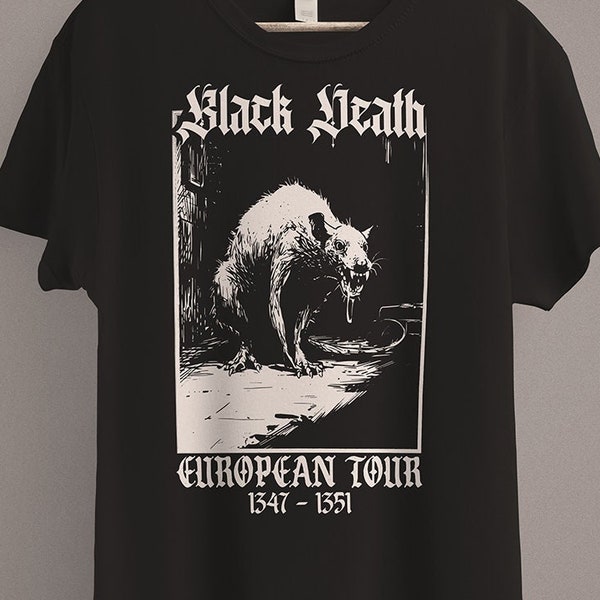 Black Death T-Shirt | Medieval Rat Shirt | Gothic Grunge Clothing | Horror Goth Aesthetic | History Shirt | Dark Academia