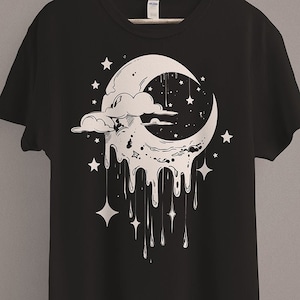 Melting Moon T-Shirt | Whimsigoth Shirt | Dark Academia Aesthetic | Romantic Pastel Goth Clothing | Grunge Fairycore | Dark Cottagecore