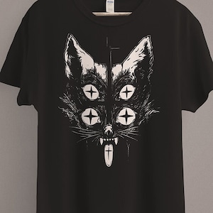 Weirdcore Cat T-Shirt | Trippy Shirt | Gothic Alt Clothing | Dark Aesthetic Fashion | Crust Punk Grunge