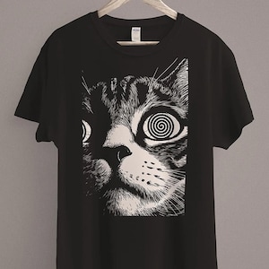 Psychedelic Cat T-Shirt | Trippy Shirt | Gothic Alt Clothing | Dark Aesthetic Fashion | Crust Punk Grunge
