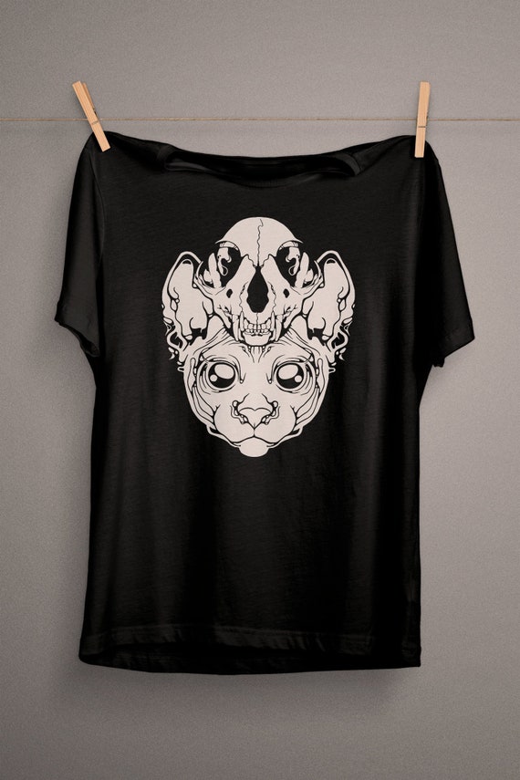 Sphynx Cat Skull Shirt Witchy Witch Clothing Dark Mori Mori | Etsy