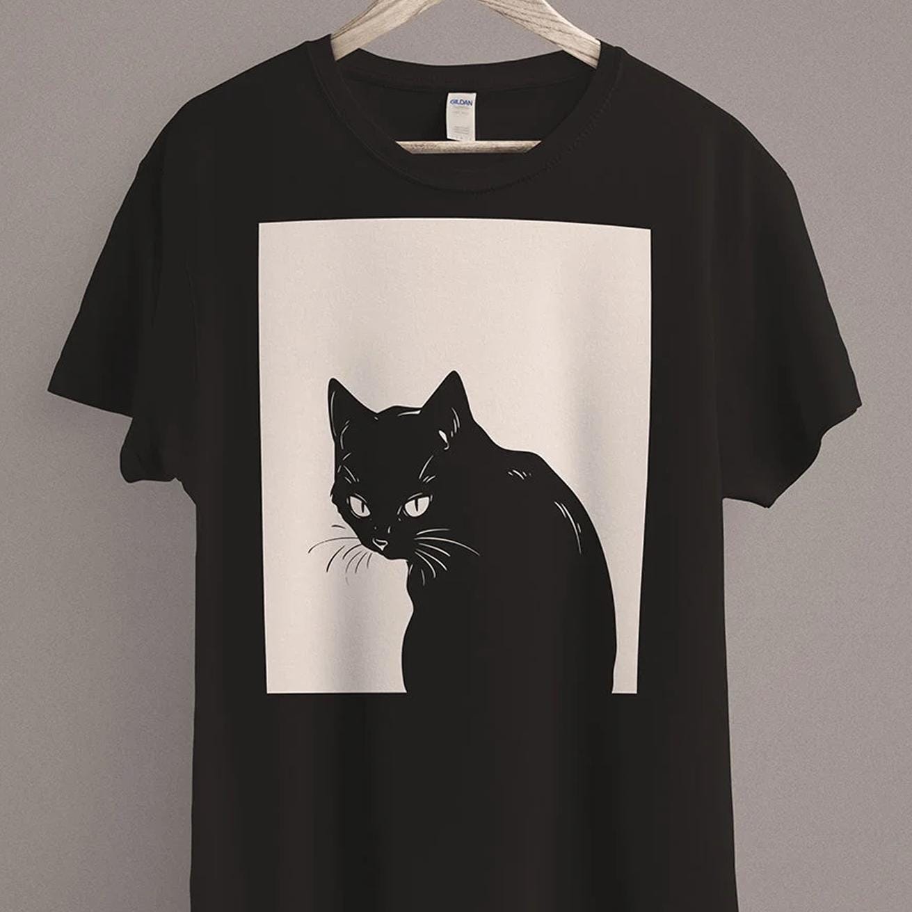 Black Cat T-shirt | Cute Halloween Shirt | Witch Clothing