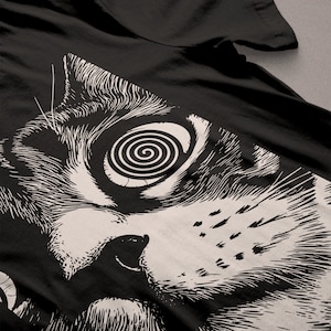 Psychedelic Cat T-Shirt Trippy Shirt Gothic Alt Clothing Dark Aesthetic Fashion Crust Punk Grunge image 2