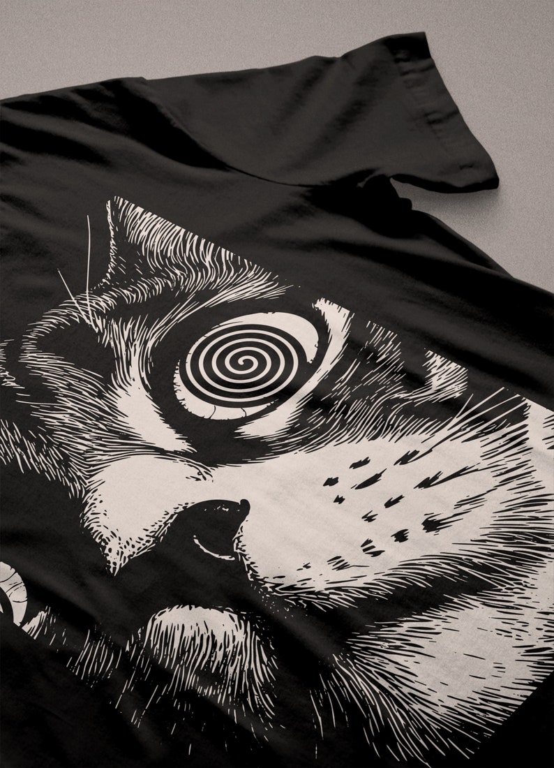 Psychedelic Cat T-Shirt Trippy Shirt Gothic Alt Clothing Dark Aesthetic Fashion Crust Punk Grunge image 2