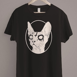 Black Metal Sphynx Cat Death Metal Goth T-Shirt Black Metal Sphynx Cat Death Metal Goth T-Shirt