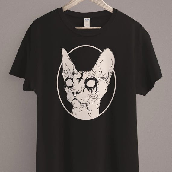 Black Metal Sphynx Cat Death Metal Goth T-Shirt Black Metal Sphynx Cat Death Metal Goth T-Shirt
