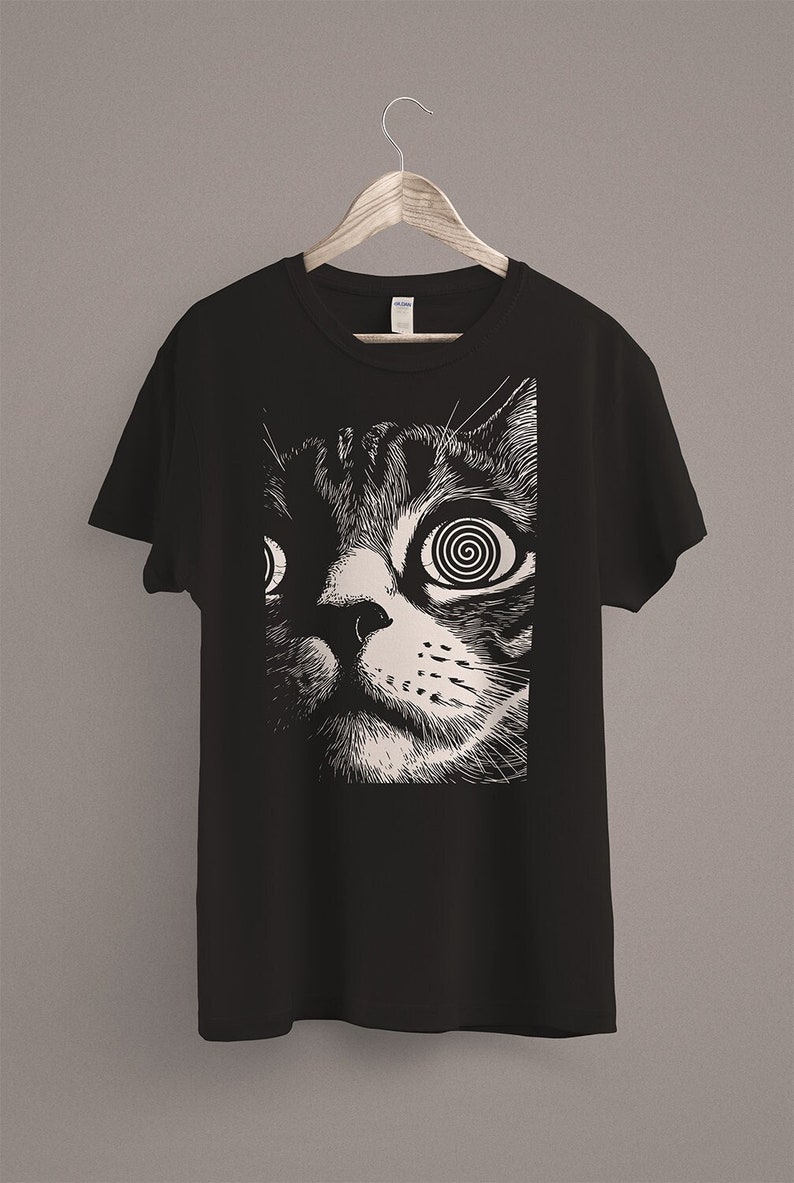 Psychedelic Cat T-Shirt Trippy Shirt Gothic Alt Clothing Dark Aesthetic Fashion Crust Punk Grunge image 1