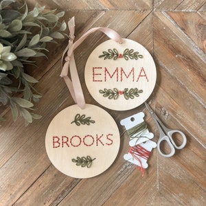 Personalized Name Ornament, DIY Embroidery Kit, Ornament DIY, Diy Christmas Ornament, DIY Kit, Christmas Gift, Holiday Craft Kit