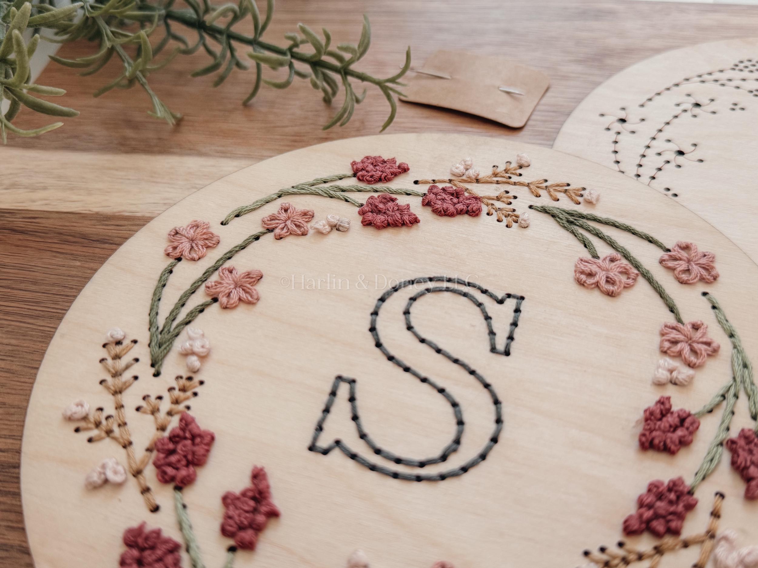 Embroidered Initial DIY Kit, DIY Embroidery Kit, Embroidery Gift, Gift ...