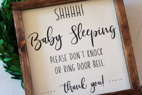 Baby Sleeping Sign Wall Sign Wood Sign Front Door Sign Etsy