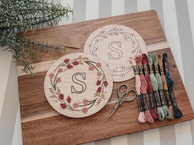 Embroidered Initial DIY Kit, DIY Embroidery Kit, Embroidery Gift, Gift ...