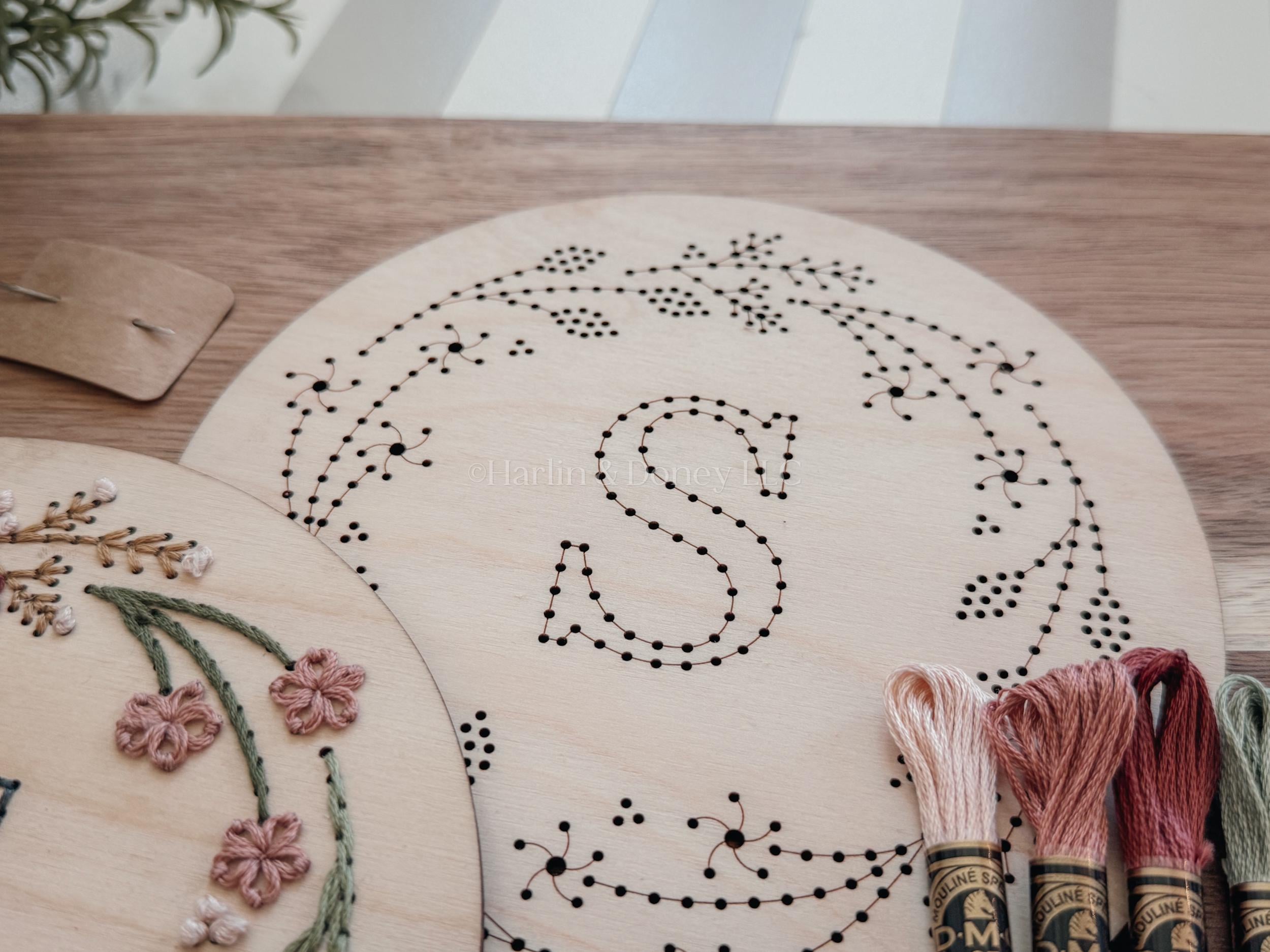 Embroidered Initial DIY Kit, DIY Embroidery Kit, Embroidery Gift, Gift ...