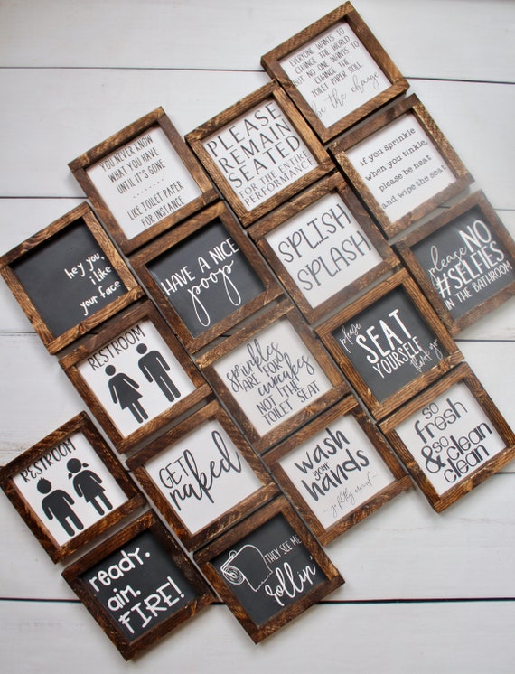 Mini Farmhouse Bathroom Signs Wall Decor Farmhouse Bathroom Etsy