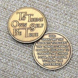 Sois vrai pour toi, Médaillon de prière, Pièce de récupération, Médaillon de récupération, Cadeau sérénité, Cadeau sobriété