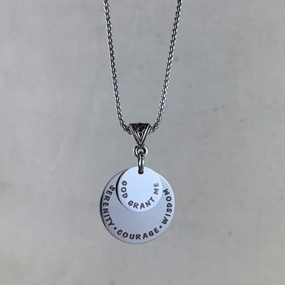 Serenity Prayer Pendant 12 Step Recovery Jewelry Narcotics - Alcoholics Anonymous Sobriety Pendant Serenity Prayer Pendant 12 Step Recovery Jewelry Narcotics - Alcoholics Anonymous Sobriety Pendant