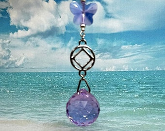 Narcotics Anonymous Purple Sun Catcher, NA Decor, Hanging Crystal, Sun Catcher, Purple Sun Catcher, Serenity Decor, Serenity Gift