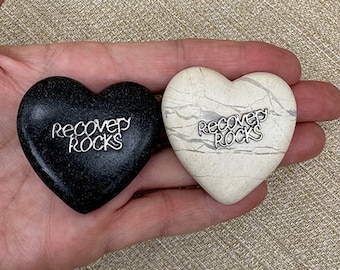 12 Step Recovery Gift, Recovery Gift, Serenity Gift, Recovery Rocks, Stone Heart