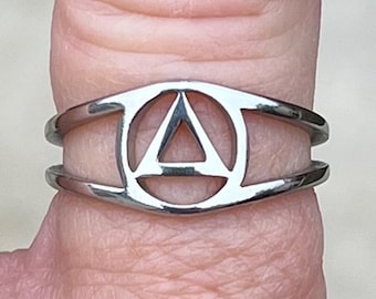 Alcoholics Anonymous Ring, AA Stainless Ring, 12 Step Jewelry, Recovery Jewelry, 12 Step Ring, Recovery Ring, Stainless Steel Ring