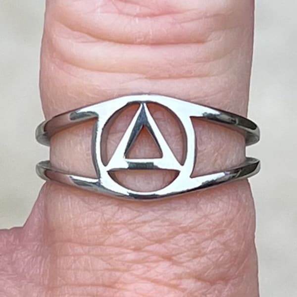 Alcoholics Anonymous Ring, AA Stainless Ring, 12 Step Jewelry, Recovery Jewelry, 12 Step Ring, Recovery Ring, Stainless Steel Ring