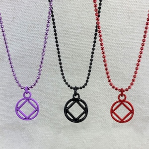 Recovery Jewelry, Narcotics Anonymous Jewelry, Narcotics Anonymous Pendant, Black NA Pendant, Red NA Pendant, Purple NA Pendant image 1