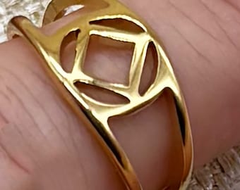 ゴールドナルコティクスアノニマスリング：ステンレススチール製NAジュエリー