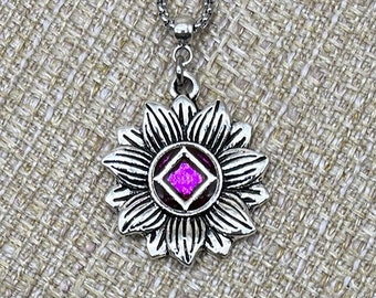 Recovery Jewelry, NA Jewelry, 12 step necklace, Narcotics Anonymous Necklace, Narcotics Anonymous, Lotus Flower Pendant, Sobriety