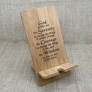 Cell Phone, Tablet Stand, Bamboo Wooden Smart Phone Charging Dock Holder, Compatible all smart phones, Serenity Gift, Sobriety