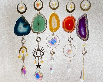 Narcotics Anonymous Sun Catcher, NA Decor, Hanging Crystal, Sun Catcher, Agate Sun Catcher, Serenity Decor, Serenity Gift