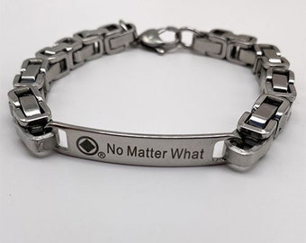 Men&#39;s Stainless Steel &quot;No Matter What&quot; NA Bracelet, Narcotics Anonymous, Mens NA Bracelet, Recovery Jewelry, Stainless Steel NA Bracelet