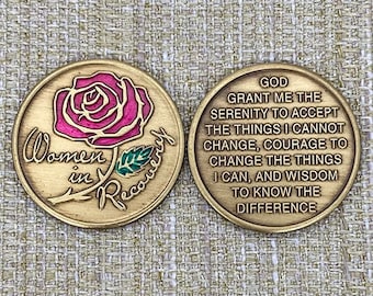 Women Recovery Coin, Women Recovery Medallion, 12 Step Medallion, 12 Step Coin, Addiction, Serenity Gift, Inspiration, Sobriety Gift