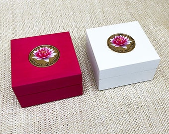 Lotus Keepsake Box, Lotus Medallion Box, 12 Step Coin Holder, Serenity Gift