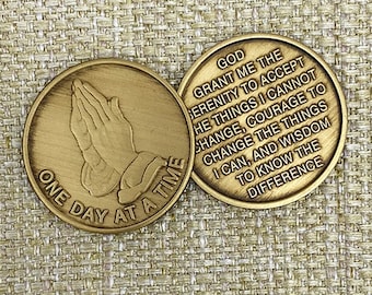 Bronze Recovery Medallion: Serenity Prayer, 12 Step Gift