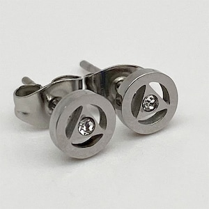 Stainless Steel Stud Earrings, Alcoholics Anonymous crystal earrings, Recovery Jewelry, AA Jewelry, 12 step earrings, Alcoholics Anonymous