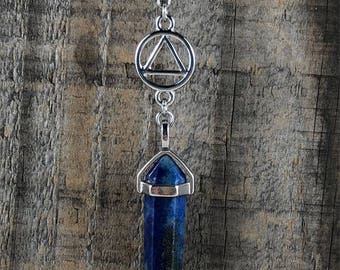 Collar con colgante de lapislázuli AA: joyería de sobriedad bañada en plata