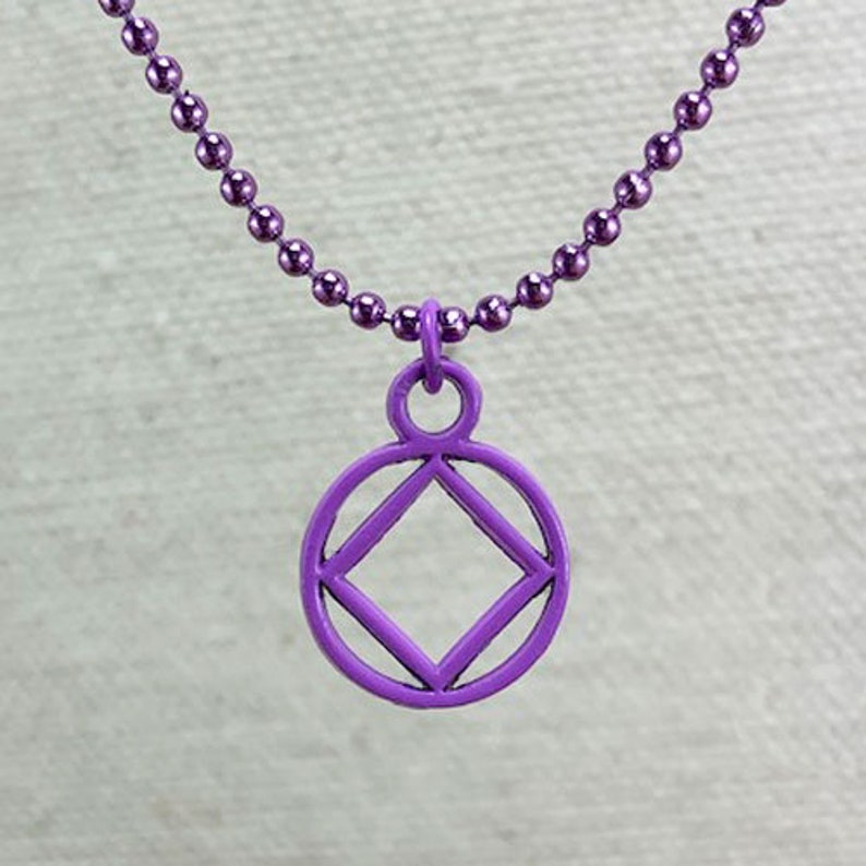 Recovery Jewelry, Narcotics Anonymous Jewelry, Narcotics Anonymous Pendant, Black NA Pendant, Red NA Pendant, Purple NA Pendant image 2