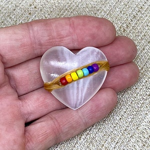 Chakra Selenite Crystal Heart, Selenite, Selenite Heart, Crystal Heart, Chakra, Rainbow, Serenity Gift, Gay Pride, Gay Pride Gift