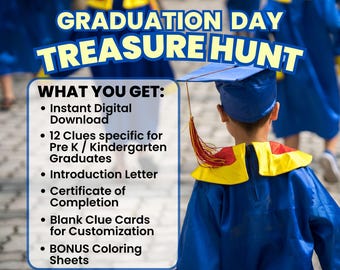 Graduation Treasure Hunt for Kids: 12 Clue Game (Printable)