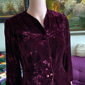Two Piece Deep Wine Red Velvet WW2 1940s Era Skirt & Jacket Set