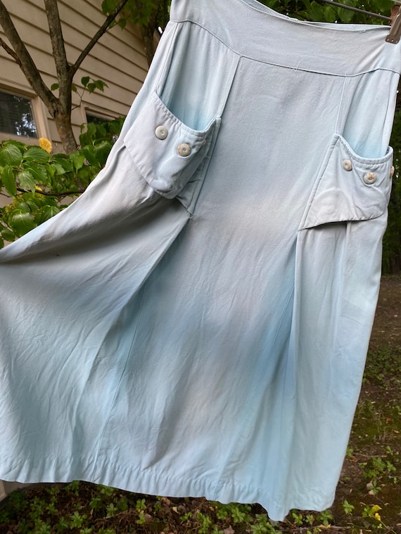 Vintage 1940’s Cotton Light Blue Skirt 25” Waist … - image 8