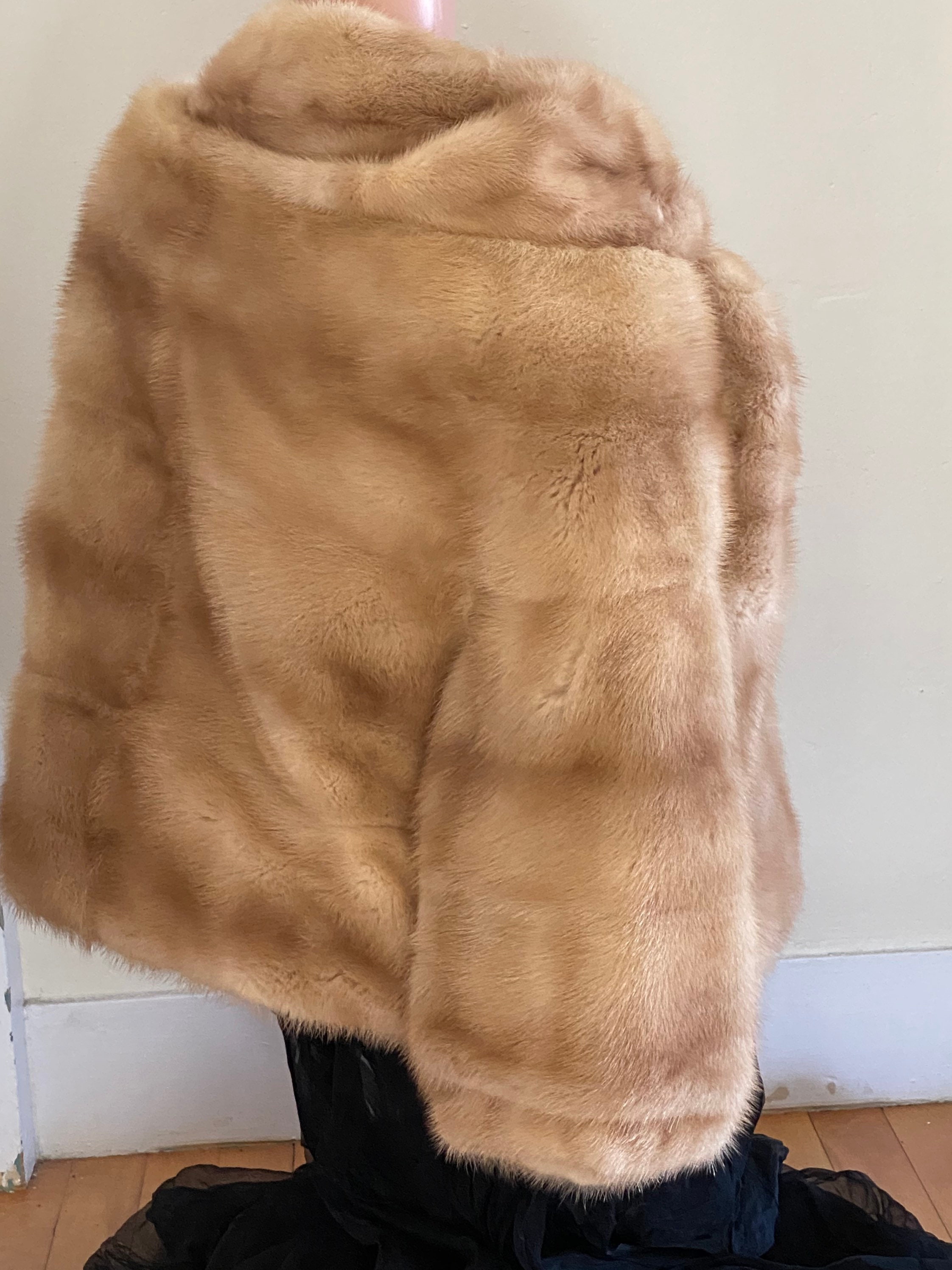 Pastel Mink Fur Jacket with Marten Hood – Imperia Furs