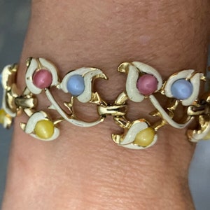 Coro Red Rhinestone Wide Bracelet, Aurora Borealis, 1960s