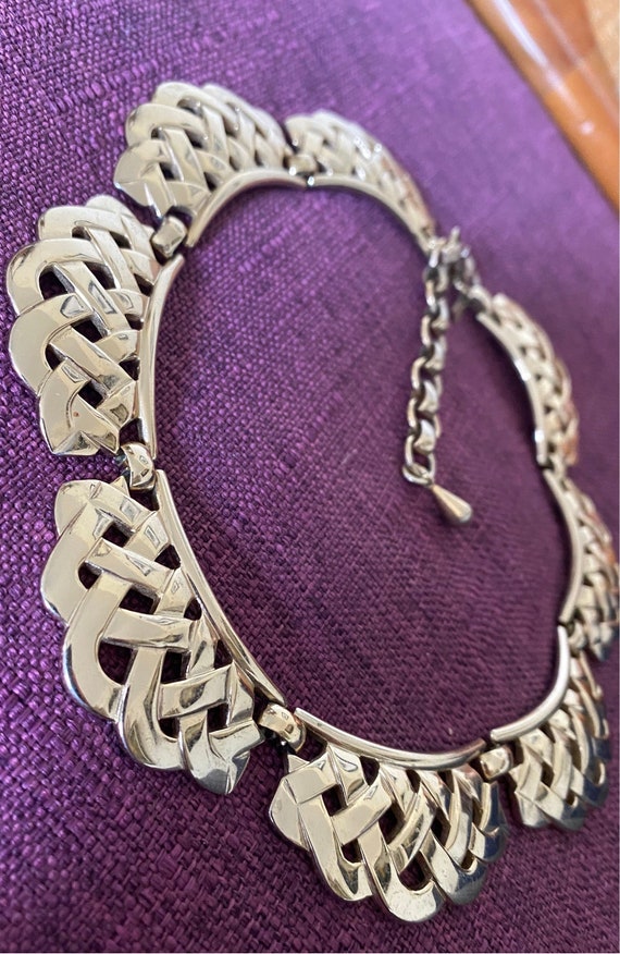 Vintage Monet Collar Link Necklace Woven Weave Des