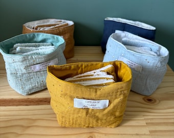 Lingettes  démaquillantes lavables, réutilisables, en éponge de bambou et gaze de coton, zéro dechet