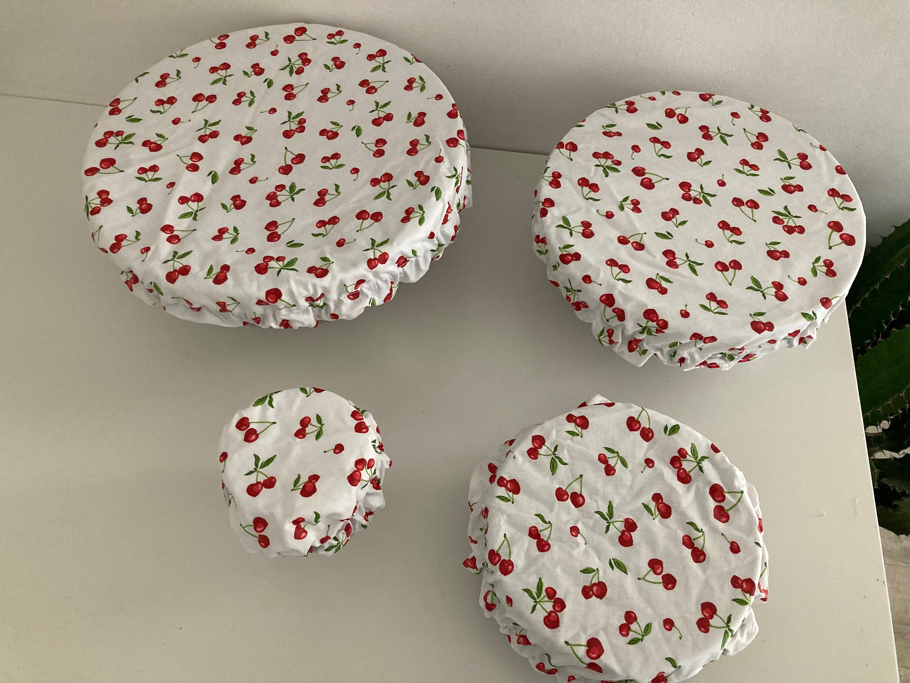 Lot de 4 Charlottes Alimentaires, Zéro Dechet Coton Enduit, Couvre Plat Grand et Petit Saladier Bol 